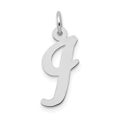 14k White Gold Medium Script Letter I Initial Charm Pendant for Women