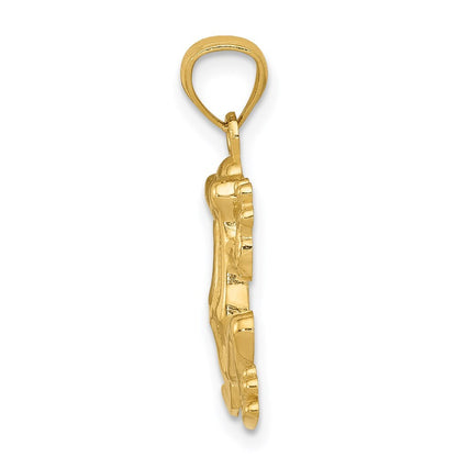 14k Yellow Gold Polished Frog Pendant for Women