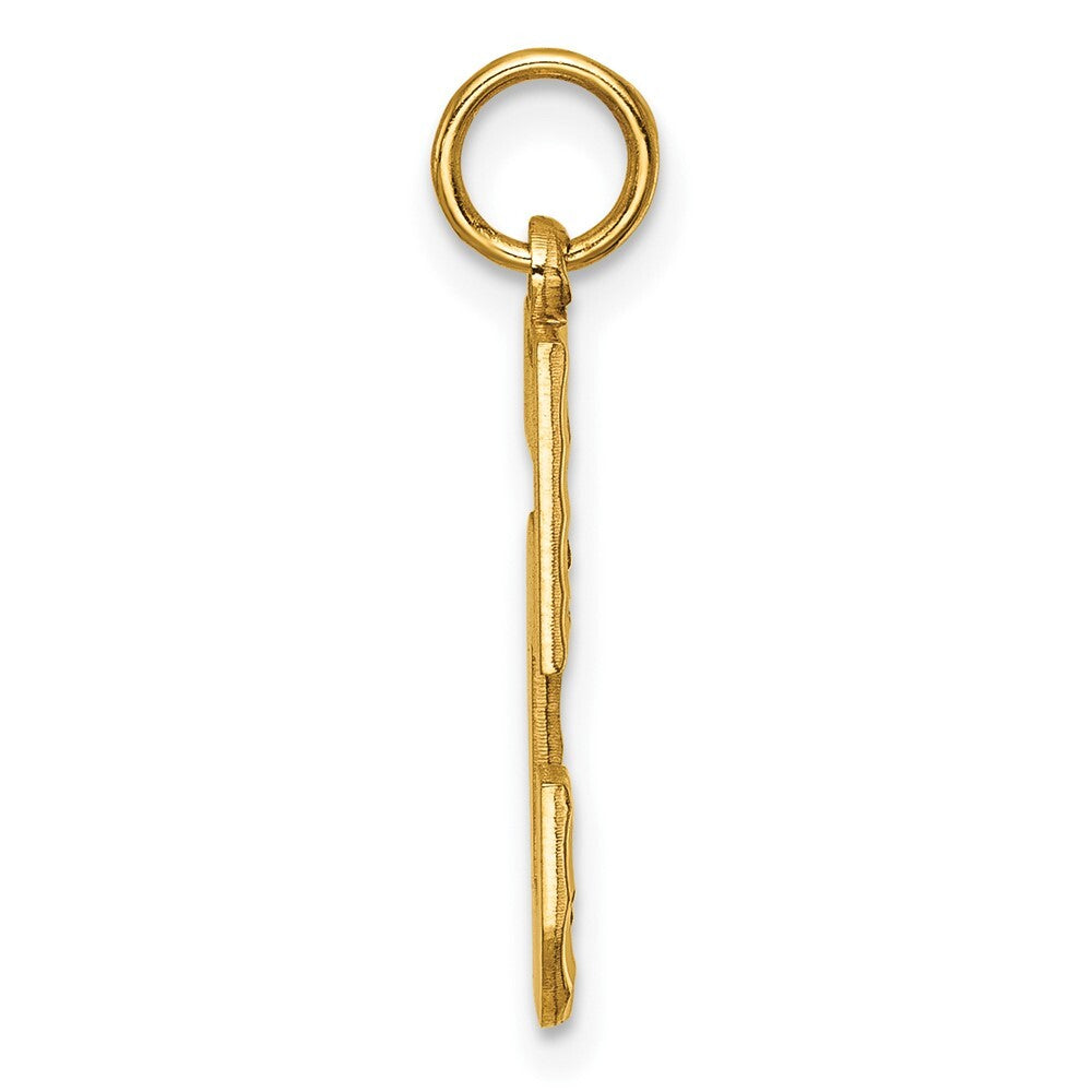 14k Yellow Gold Large Brushed Diamond-cut Number 5 Charm Pendant for Women