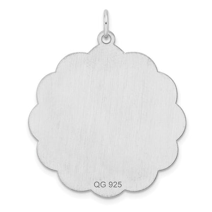 Sterling Silver Rh-plt Engraveable Polished Front Satin Back Disc Charm