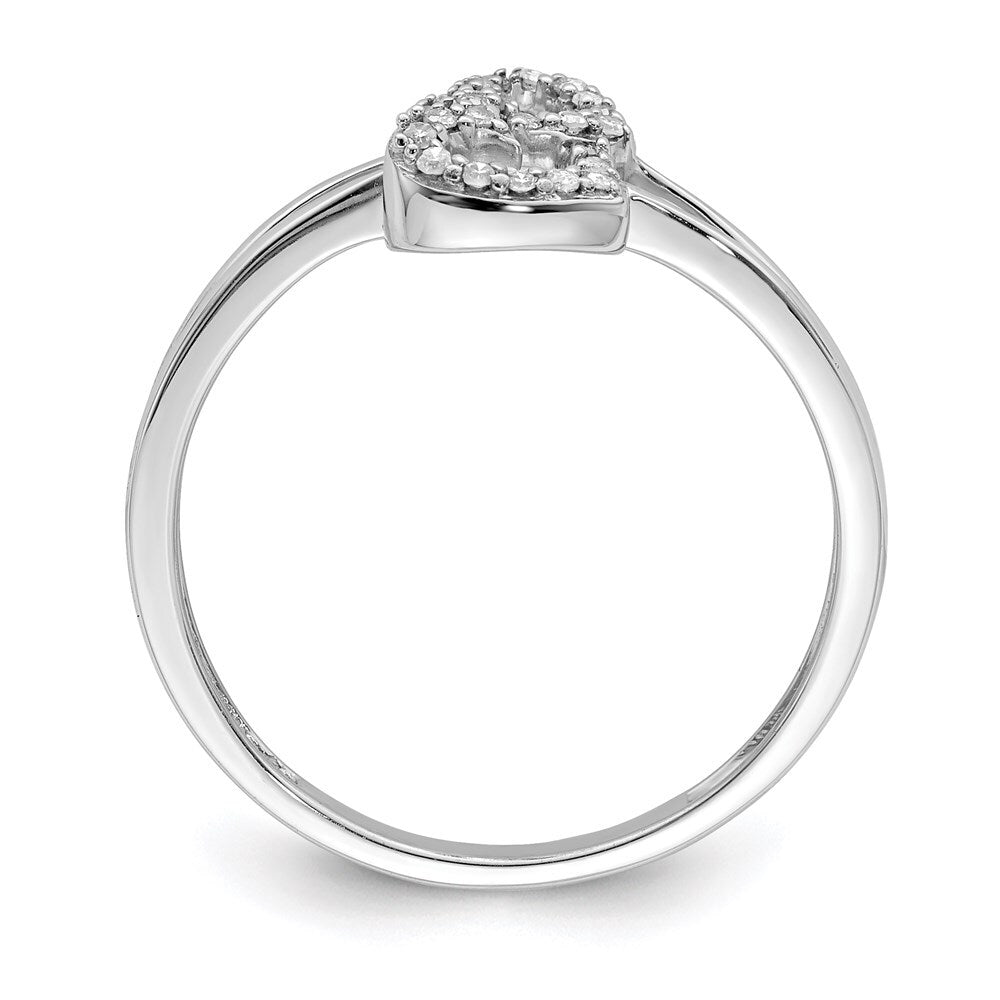 Sterling Silver Rhodium Plated Diamond Heart Ring