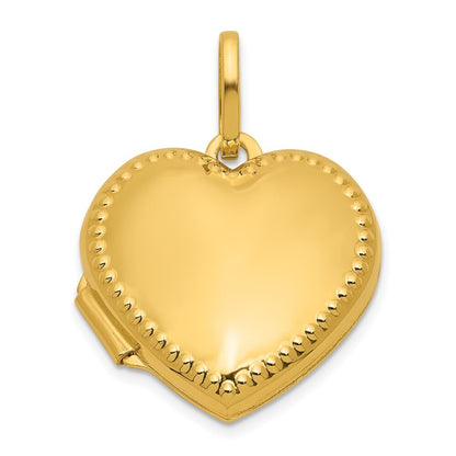 14k Yellow Gold Polished with Border 18mm Heart Locket Pendant for Women