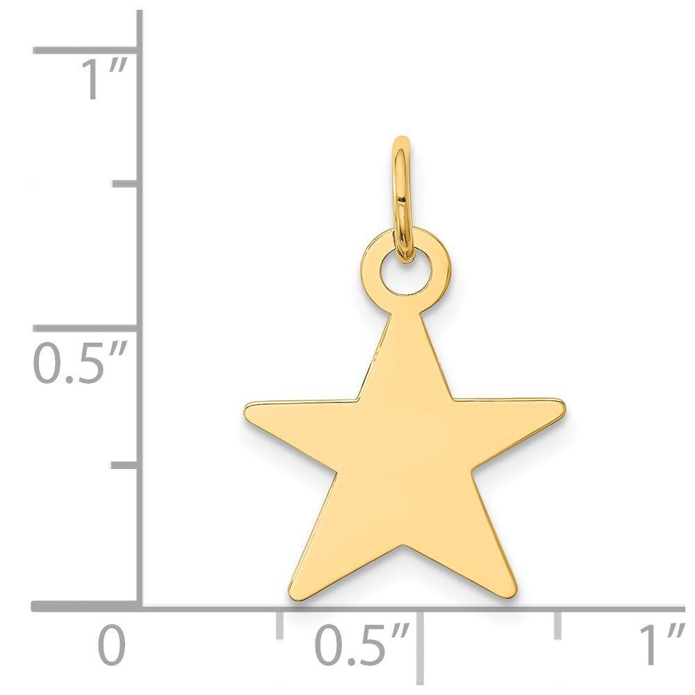 14k Yellow Gold Star Disc Charm Pendant for Women