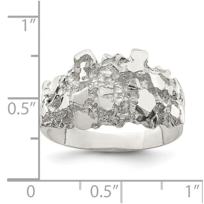 Sterling Silver Men's Nugget Ring Size 10