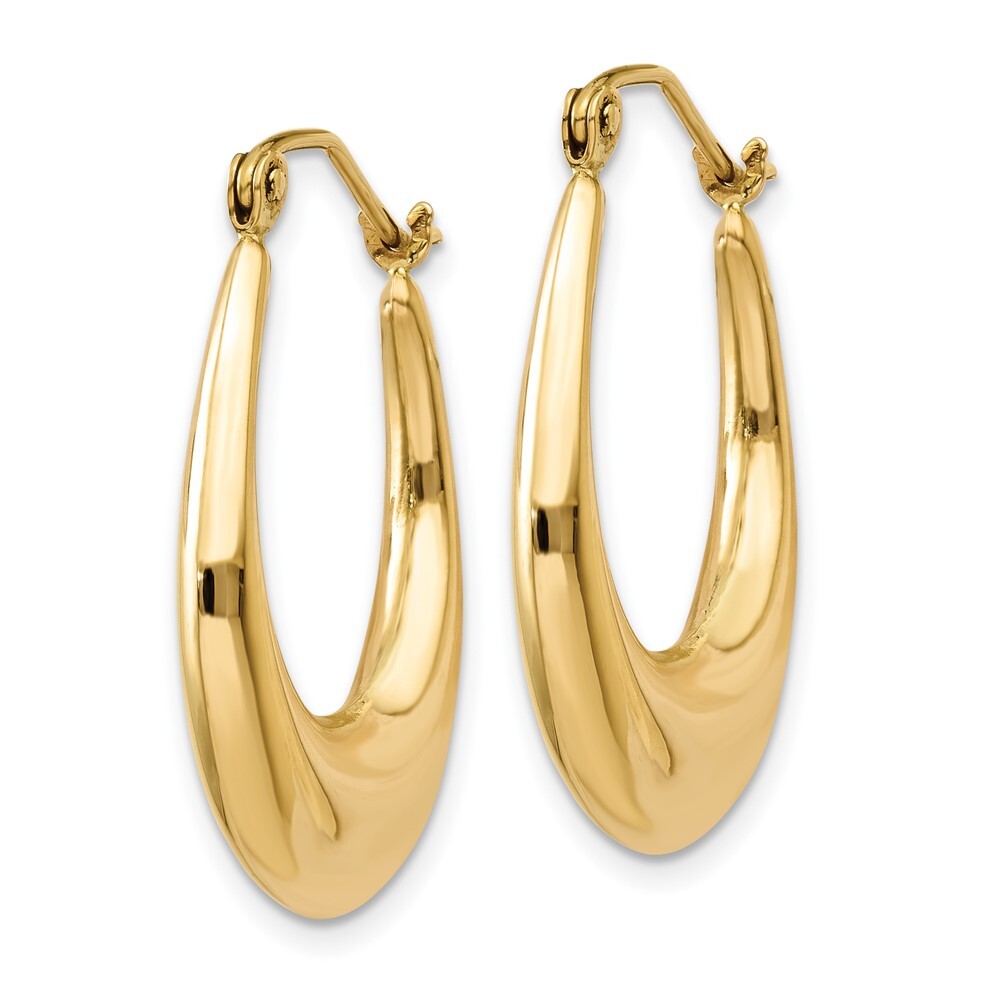 14k Yellow Gold Polished Hoop Earrings Gift for Women