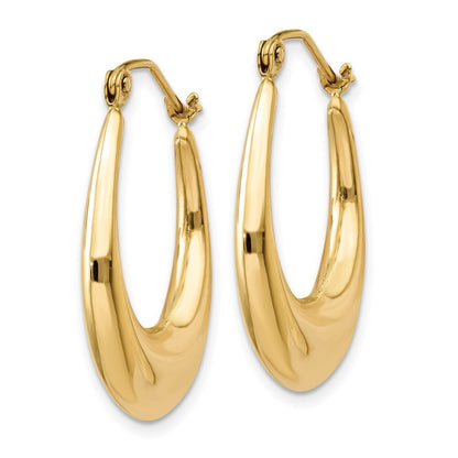 14k Yellow Gold Polished Hoop Earrings Gift for Women