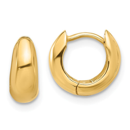 14k Yellow Gold Polished Hinged Huggie Hoop Earrings Gift for Women