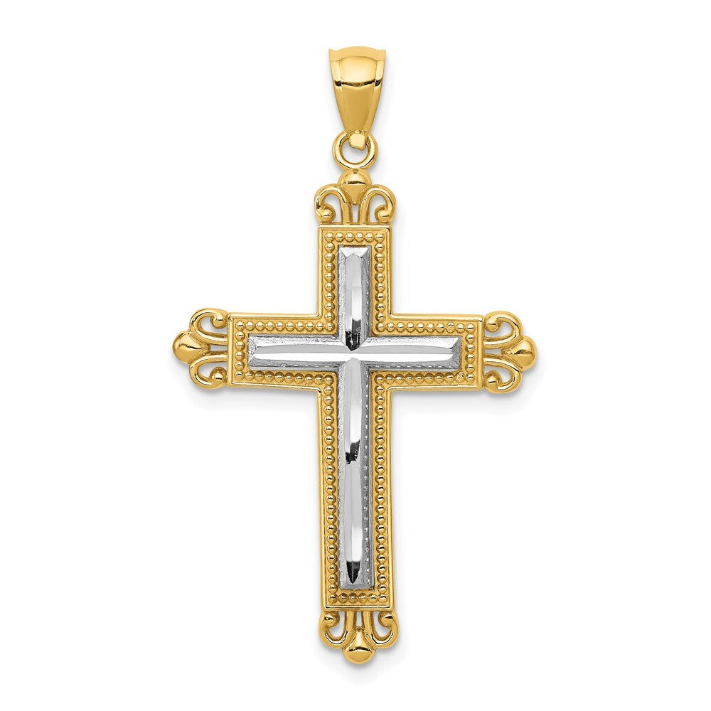 14k Two-tone Gold Cross Pendant for Women