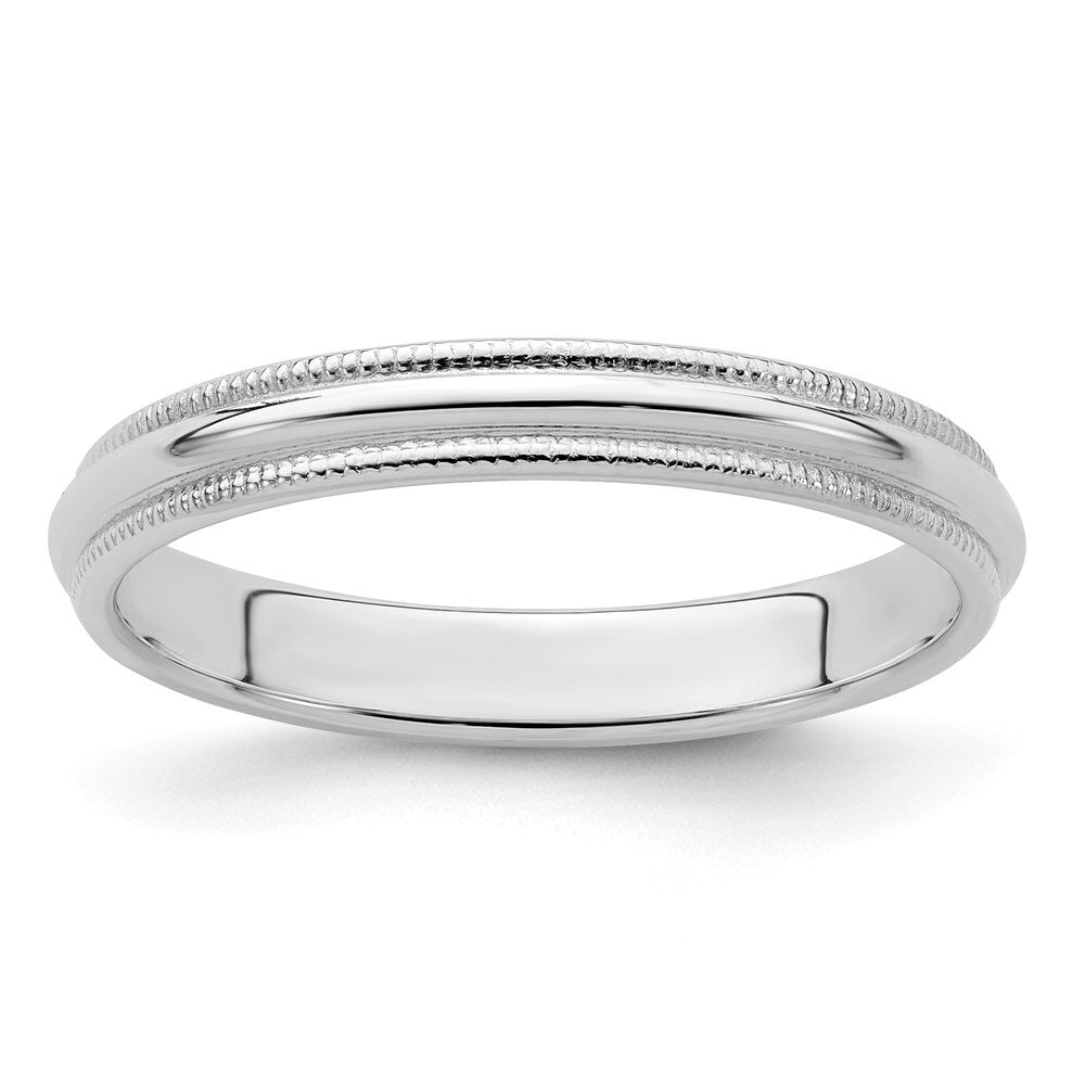 Sterling Silver 3mm Half Round Milgrain Size 6 Band Ring