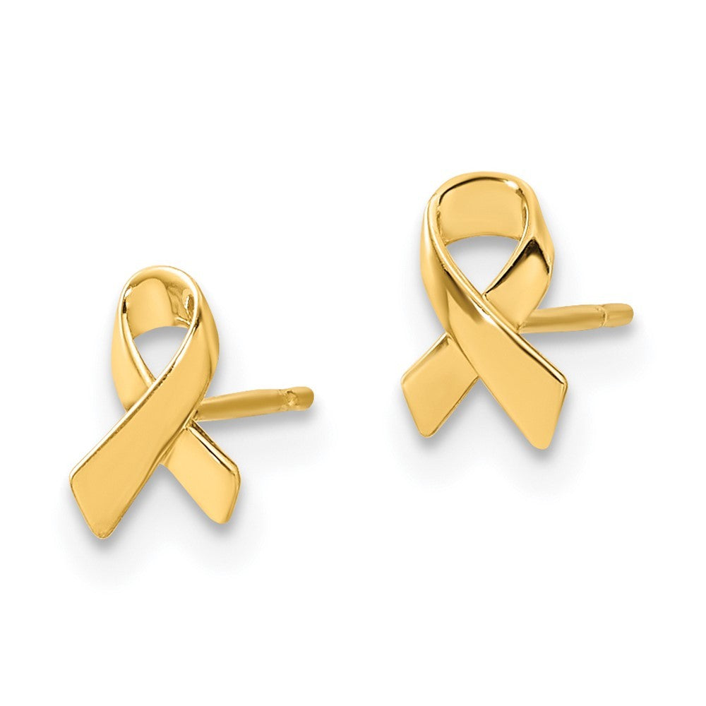 14k Yellow Gold Awareness Ribbon Earrings
