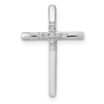 14k White Gold .03ct. Diamond Cross Chain Necklace Slide