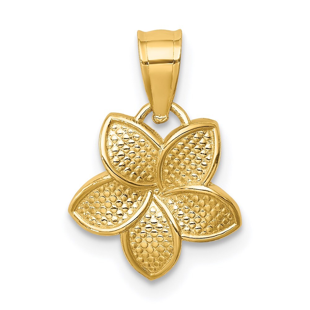 14k Yellow Gold Polished Plumeria Pendant for Women