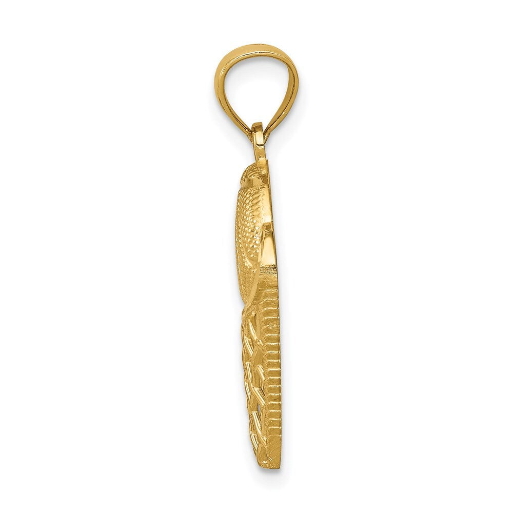 14k Yellow Gold Basketball in Hoop Pendant for Women