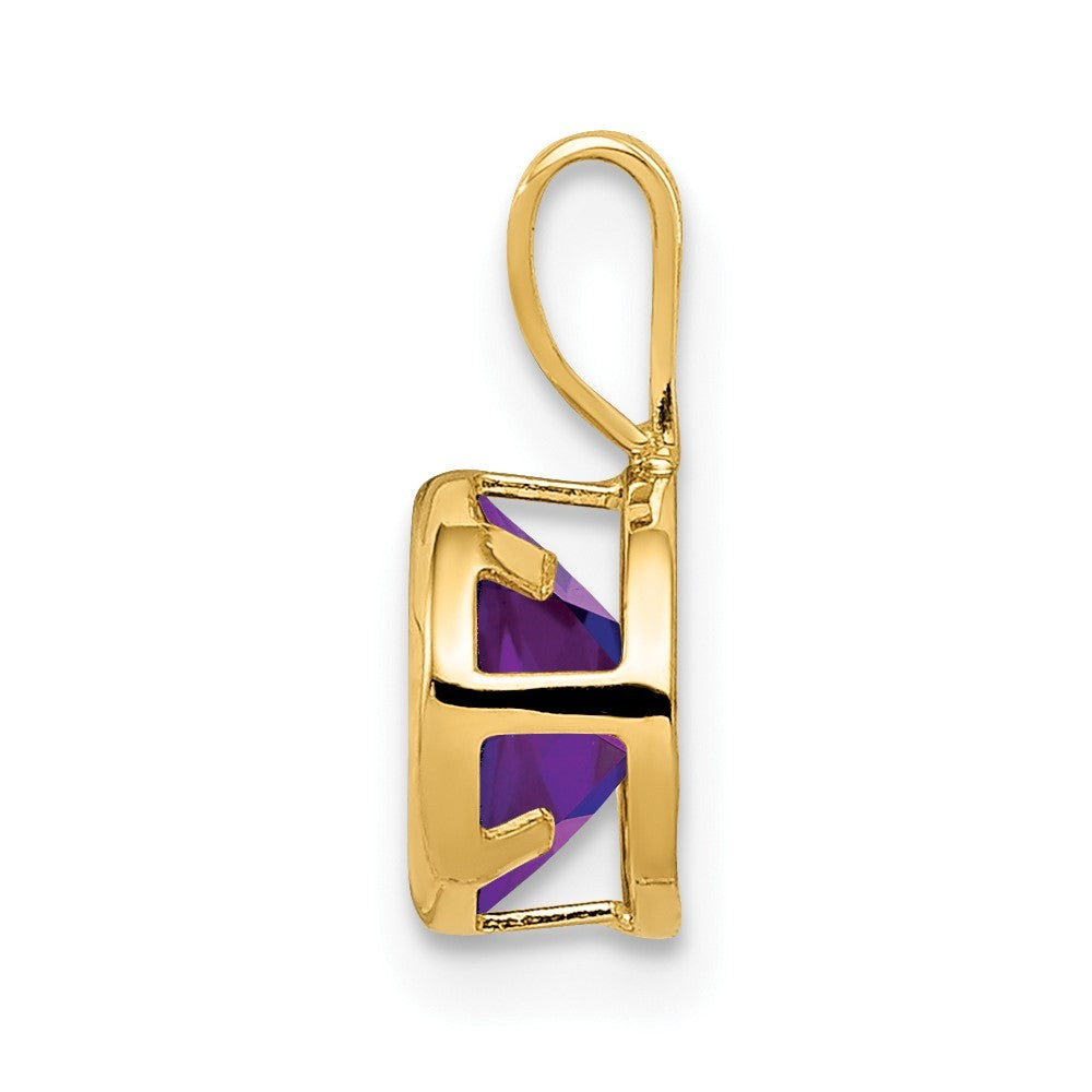 14k Yellow Gold 6mm Round Amethyst Bezel Pendant