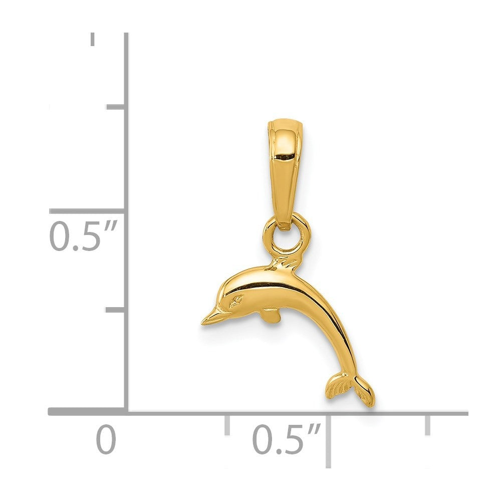 14k Yellow Gold Mini Dolphin Pendant