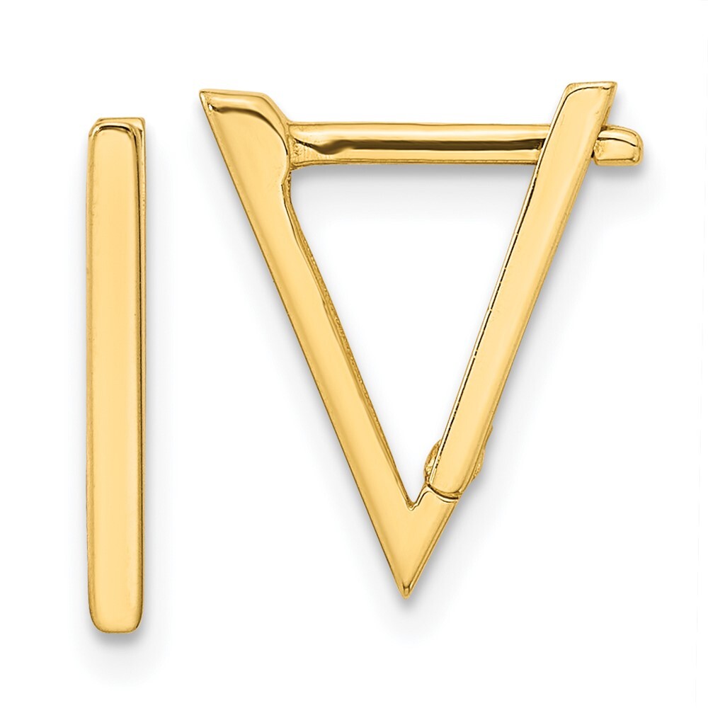 14k Yellow Gold Polished Triangle Hoop Earrings Gift for Women