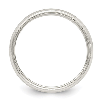 Sterling Silver 5mm Half Round Milgrain Size 5 Band Ring
