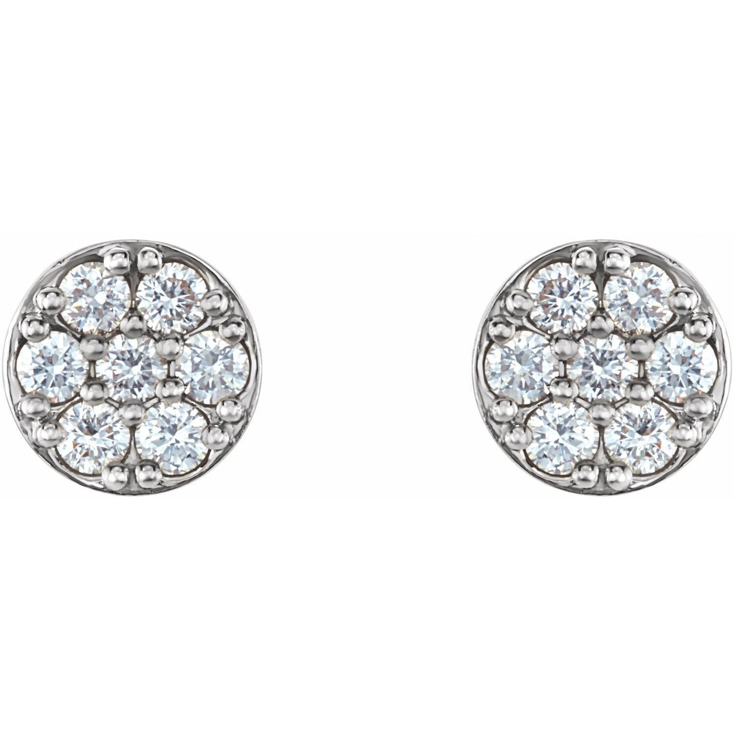 Gift for Mothers 14k White Gold 3/8 CTW Natural Diamond Cluster Stud Earrings