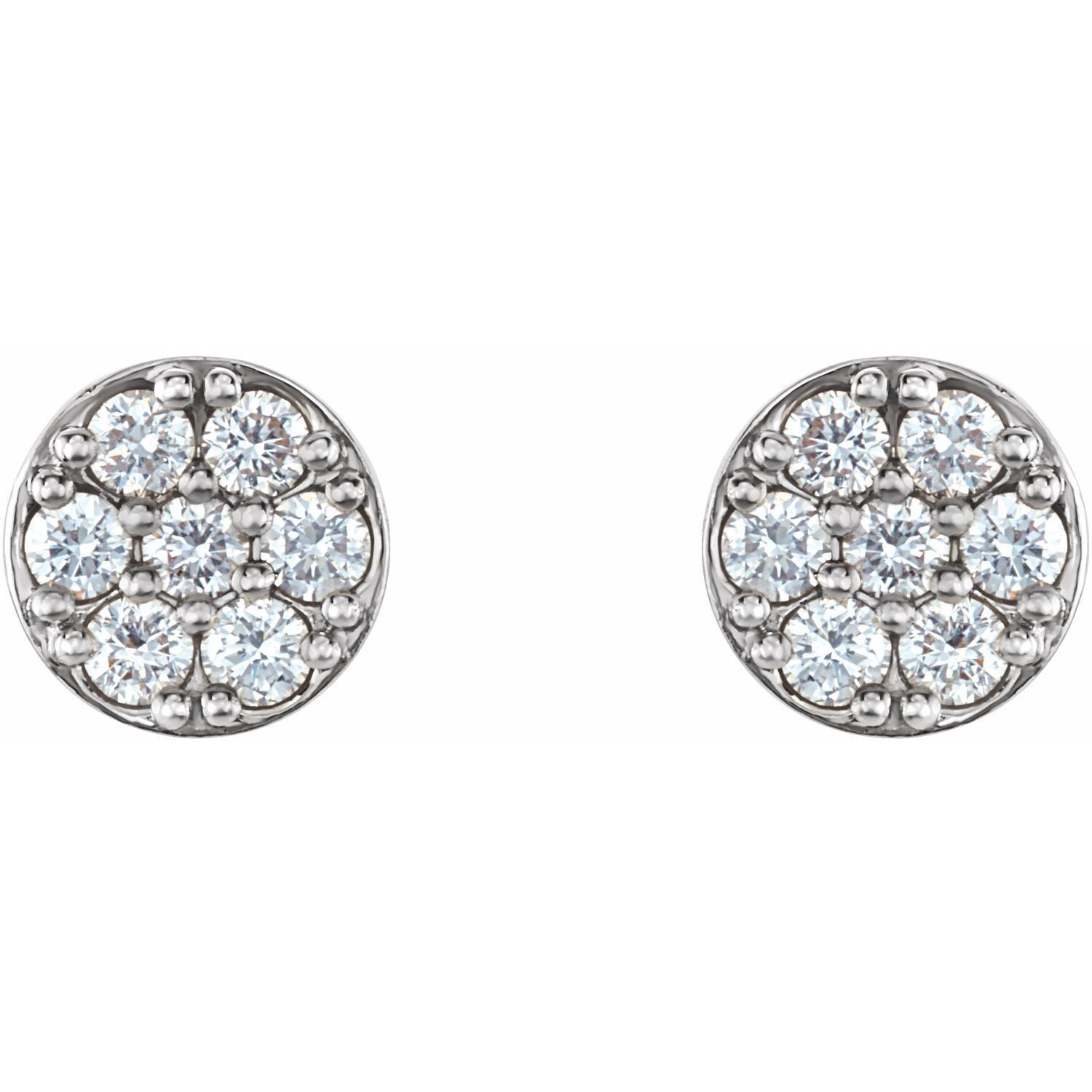 Gift for Mothers 14k White Gold 3/8 CTW Natural Diamond Cluster Stud Earrings