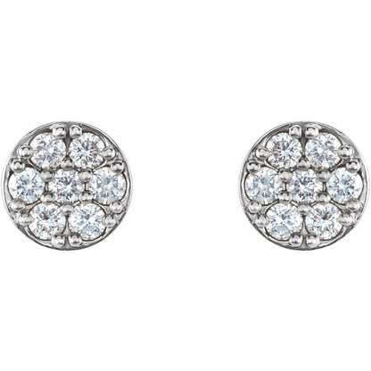 Gift for Mothers 14k White Gold 3/8 CTW Natural Diamond Cluster Stud Earrings