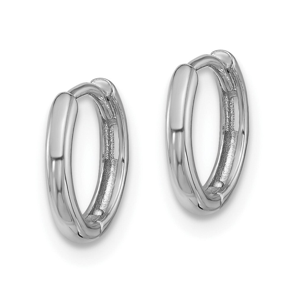 14K White Gold Hinged Hoop Earrings Gift for Women