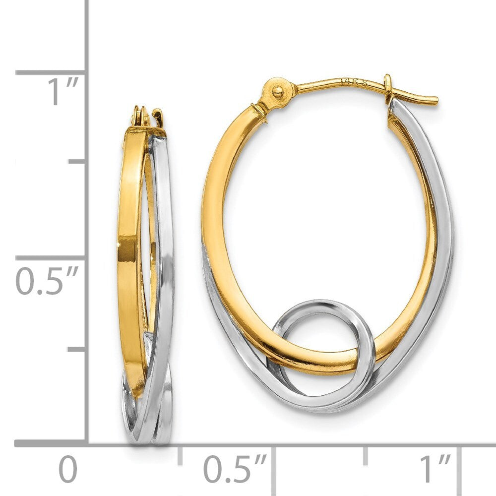 14k Two-tone Gold Oval Loop Hoop Earrings