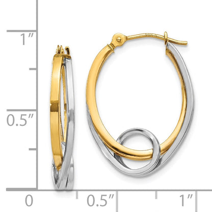 14k Two-tone Gold Oval Loop Hoop Earrings