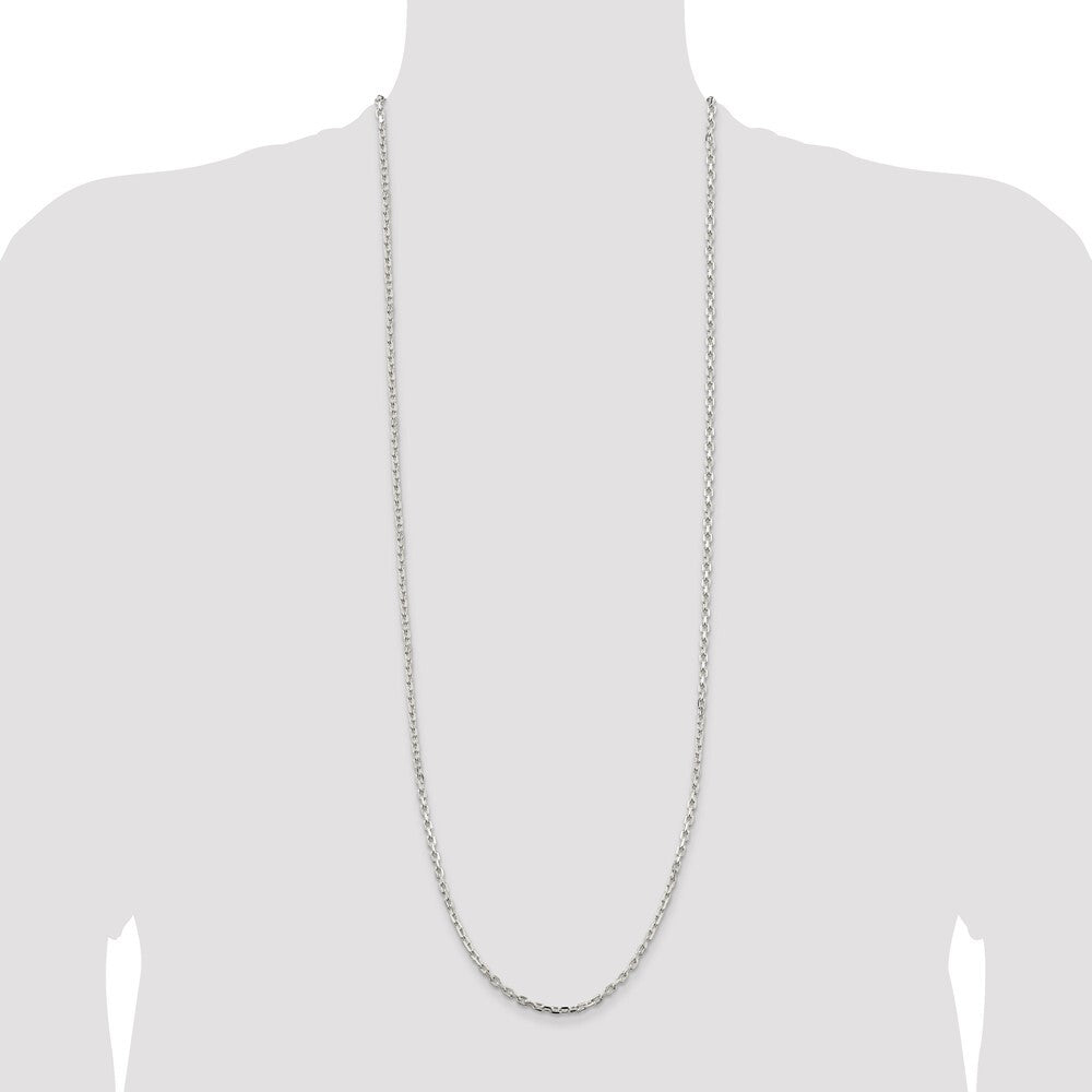 Sterling Silver 3.25mm Beveled Oval Cable Chain Holiday Gift for Women