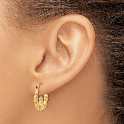 14k Yellow Gold Polished Claddagh Hoop Earrings Gift for Women