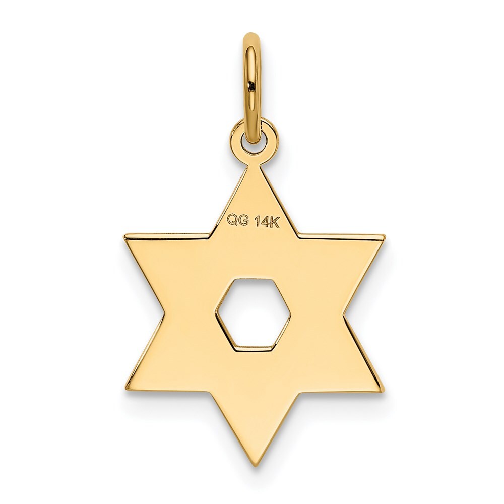 14k Yellow Gold Laser Designed Star of David Charm Pendant for Women