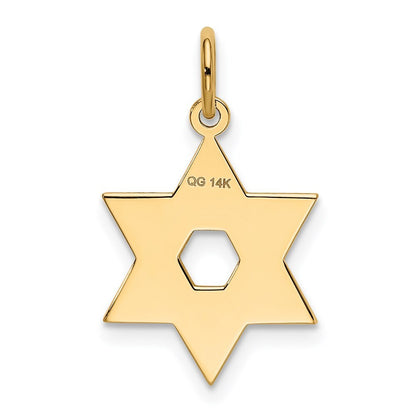 14k Yellow Gold Laser Designed Star of David Charm Pendant for Women