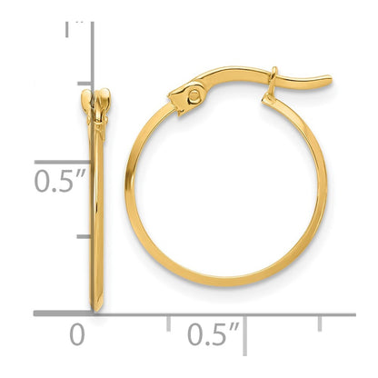 14k Yellow Gold Polished Knife Edge Hoop Earrings Gift for Women