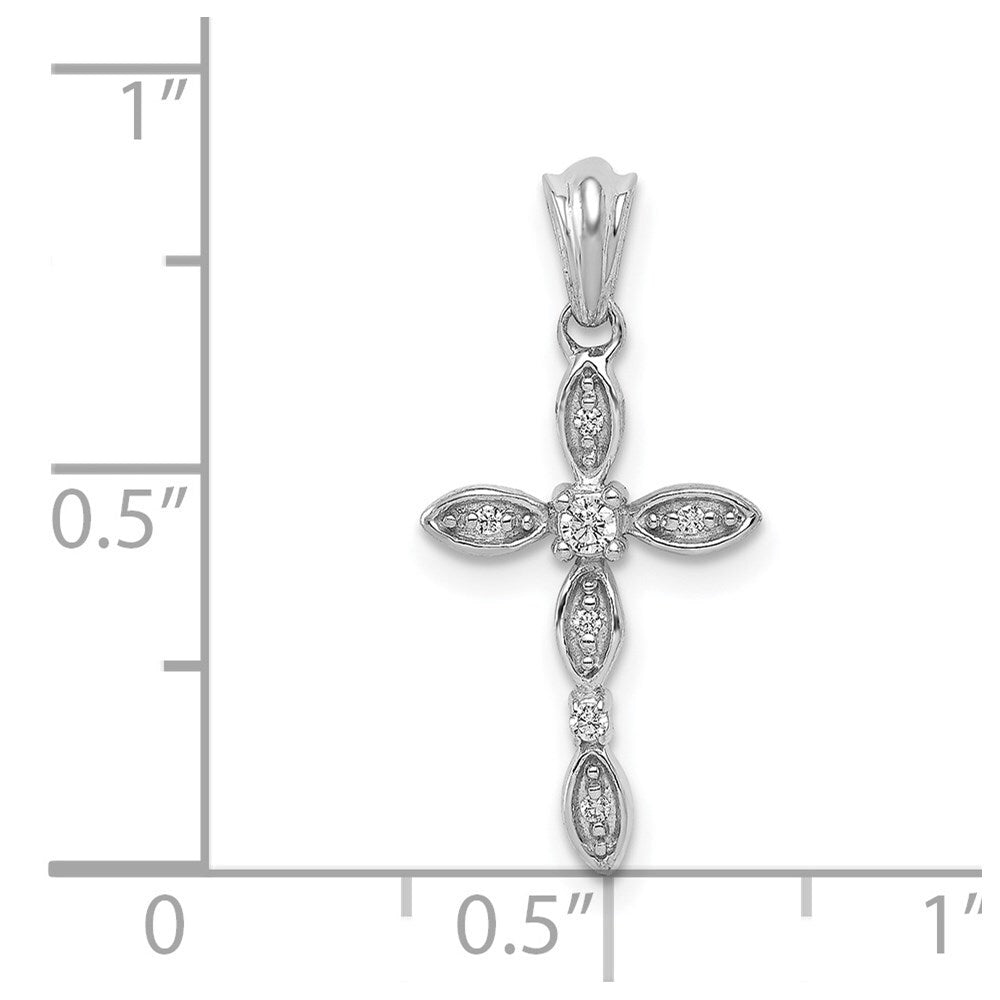 14k White Gold 1/20ct. Diamond Cross Pendant for Women