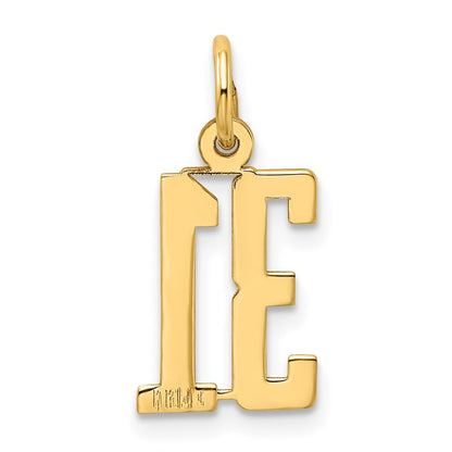 14k Yellow Gold Small Elongated Number 31 Charm Pendant for Women