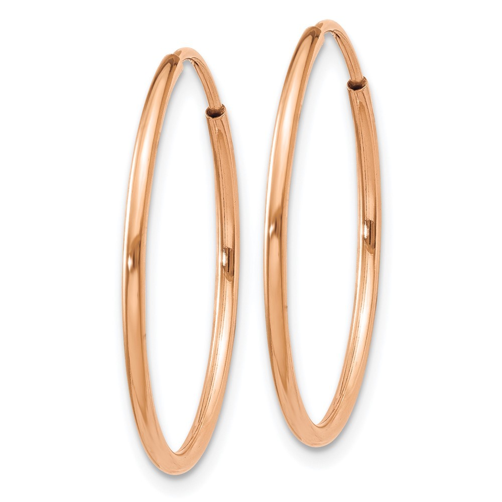 14k Rose Gold 1.2mm Polished Endless Hoop Earrings