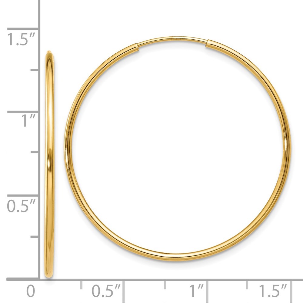 14k Yellow Gold 1.25mm Endless Hoop Earring