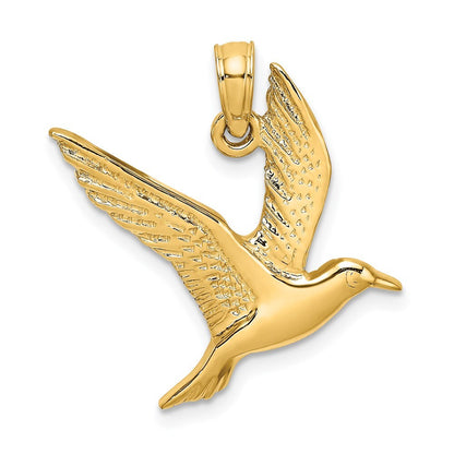 14k Yellow Gold Polished Flying Seagull Charm Pendant for Women