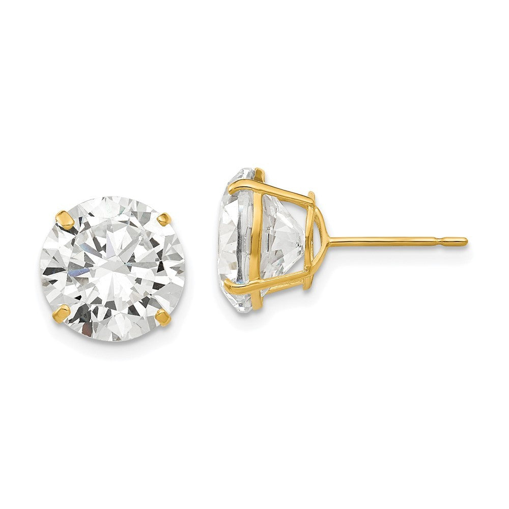 14k Yellow Gold 10mm Round CZ Earrings