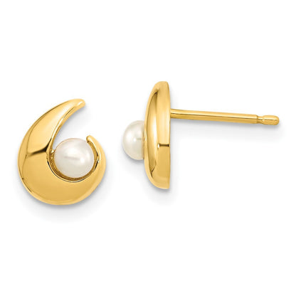 14k Yellow Gold Polished 3.5mm Freshwater Cultured Pearl Stud Earrings