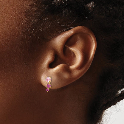 14k Yellow Gold Polished Pink and Red CZ Earrings