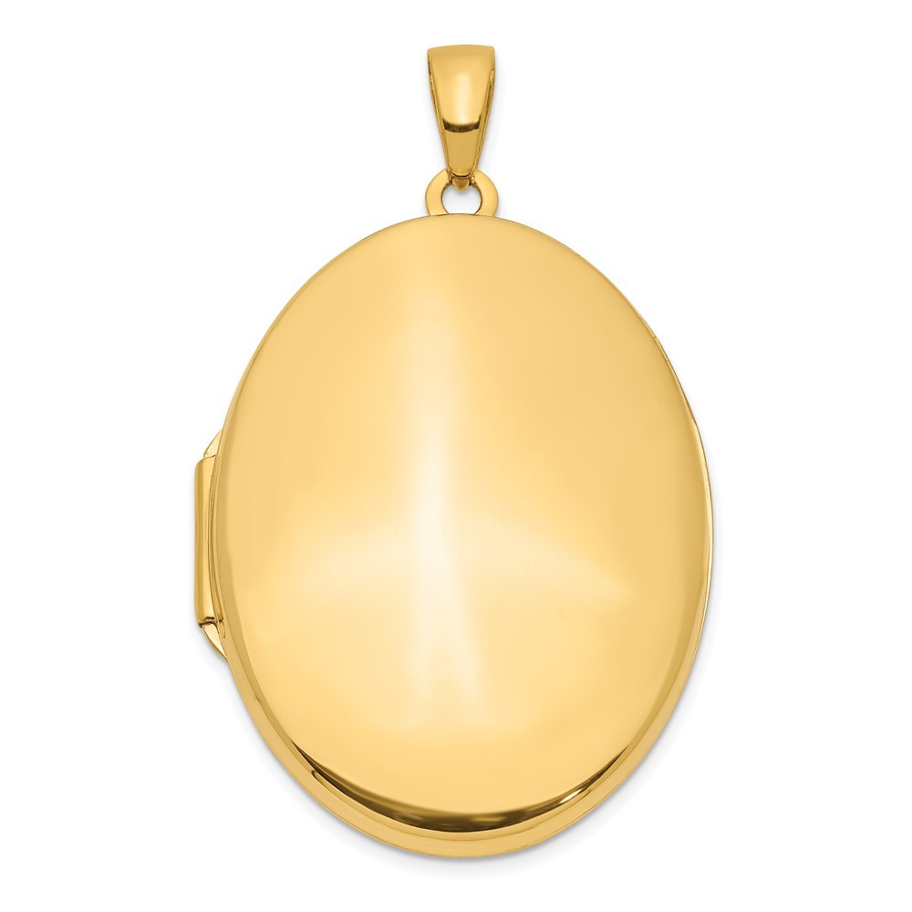 14k Yellow Gold Polished Domed Plain 34mm Oval Locket