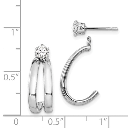14K White Gold Polished Cubic Zirconia Earring Jackets Gift for Women