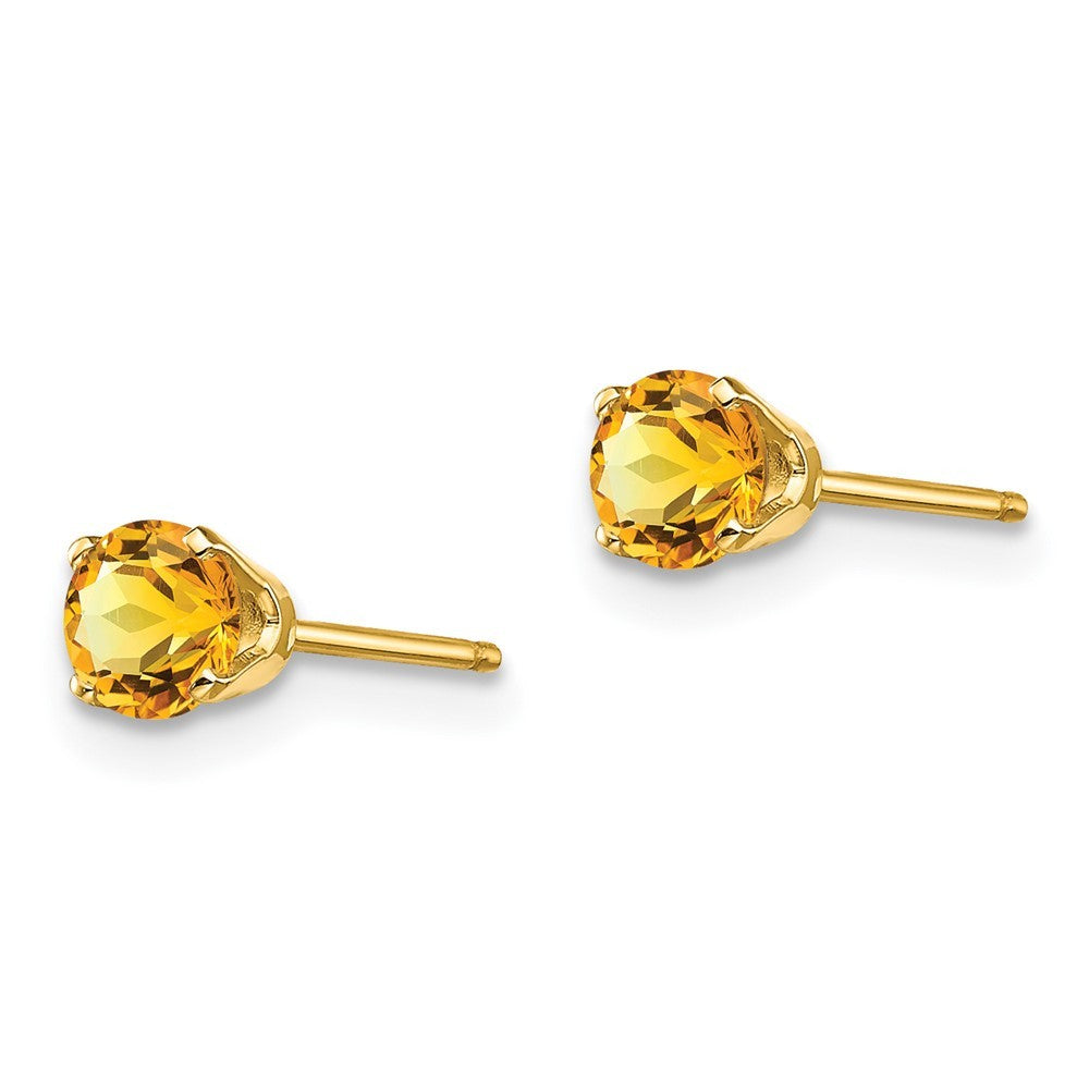 14k Yellow Gold 4mm November/Citrine Earrings