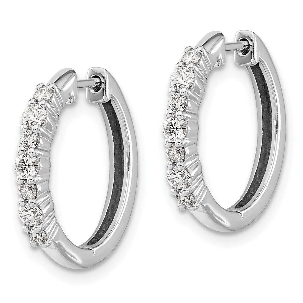 14k White Gold Diamond Hinged Hoop Earrings