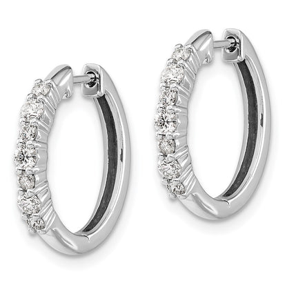 14k White Gold Diamond Hinged Hoop Earrings