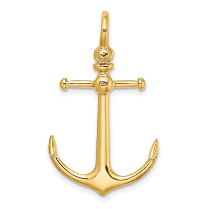 14k Yellow Gold 3-D Anchor Shackle Bail Charm Pendant