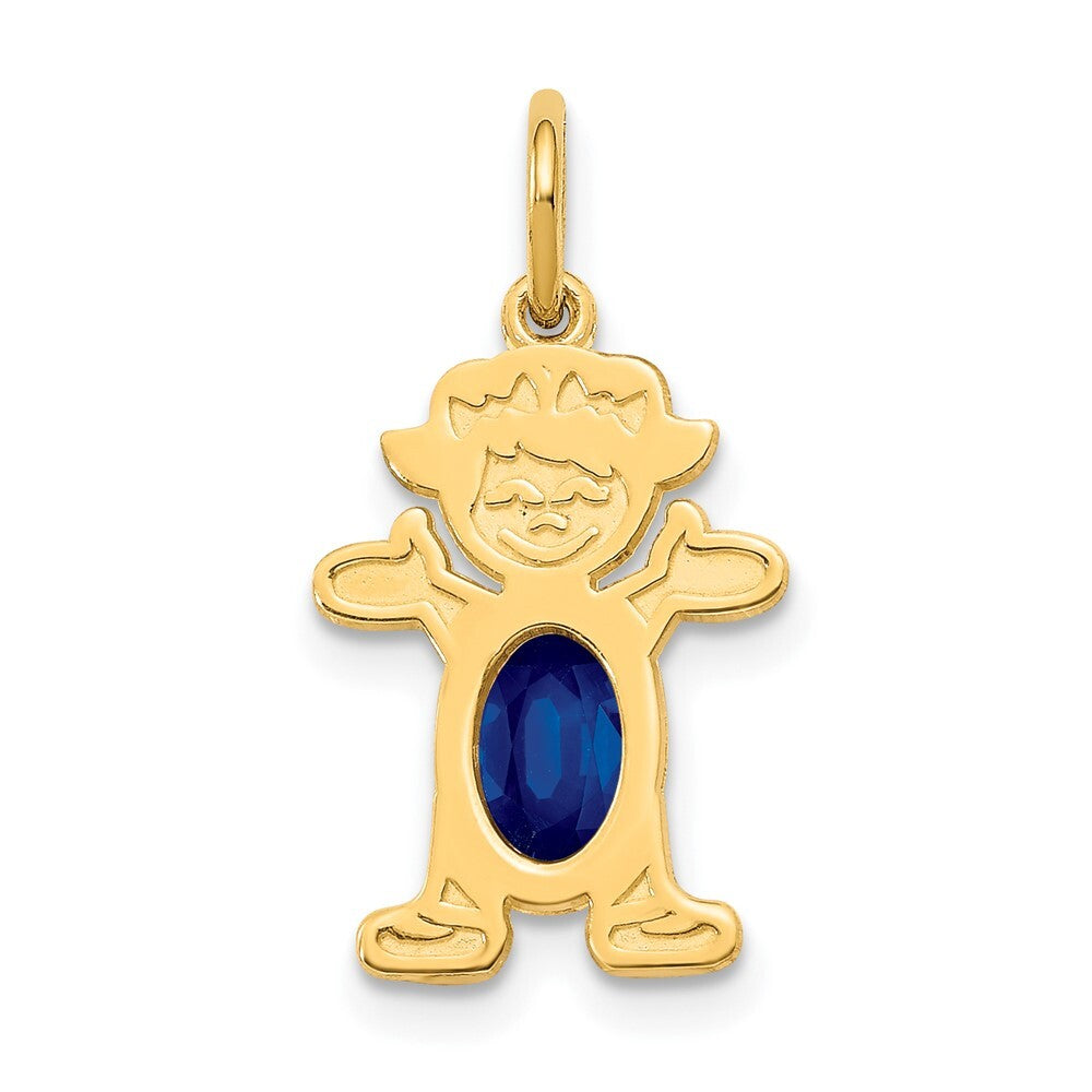 14k Yellow Gold Girl 6x4 Oval Genuine Sapphire-September Pendant for Women