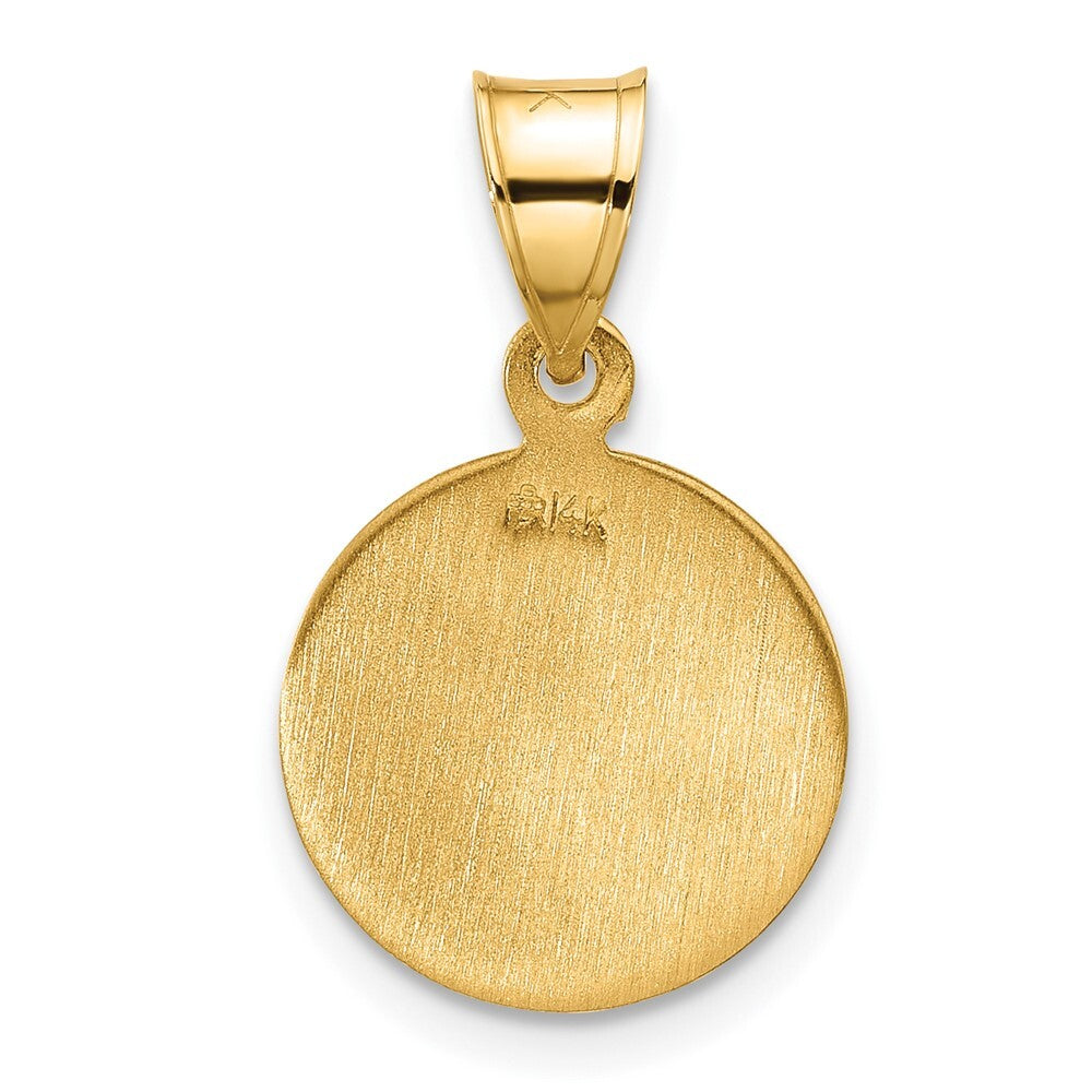 14k Yellow Gold Polished and Satin Solid St Joseph Medal Pendant for Women