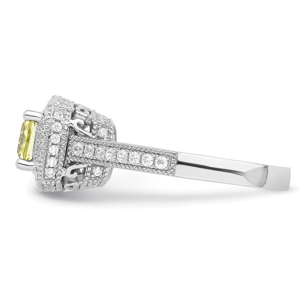 Sterling Silver Rhodium plated White and Yellow CZ Ring Size 8