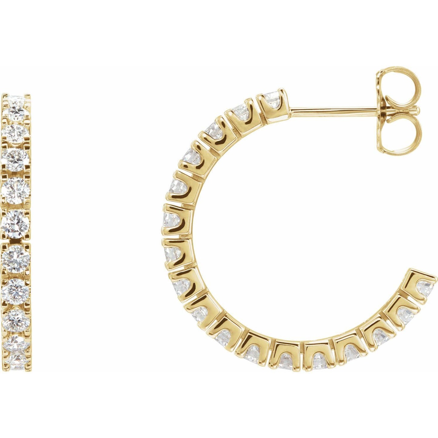 14k Yellow Gold 1 CTW Natural Diamond 20.5 mm Hoop Earrings Gift for Women